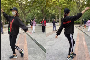 47岁蔡少芬早起跳广场舞 动作略显生疏逗乐老公张晋