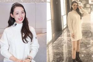 吉娜官宣怀孕后晒全身照四肢纤细状态好