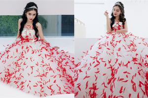 baby浪漫写真穿枫叶纱裙纯美似公主