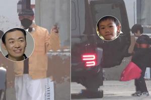 王宝强罕见带10岁儿子现身工作室