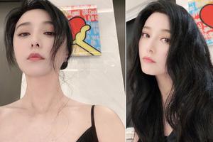 范冰冰换两种发型自拍 黑发如瀑惹人羡