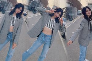 姚安娜晒开工照身材好绝 穿露脐装大秀蛮腰长腿