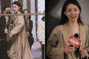 张小斐下班图好美！穿风衣长发披肩温柔甜美