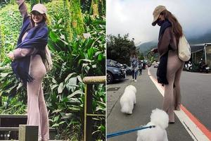 蔡依林与家人爬山 穿咖色运动裤秀翘臀性感曲线