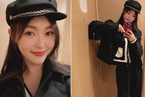 唐嫣戴贝雷帽笑容甜美显温柔