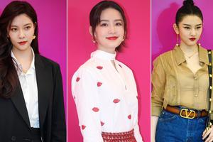 小花比美！李沁宋妍霏红唇美艳宋祖儿俏皮