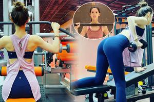 章泽天晒最新健身照 身材健美姿势专业