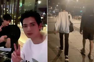 利路修甘望星上海散步被偶遇 二人比V合照曝光