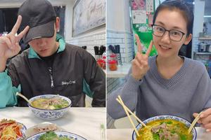 郑恺苗苗庆祝结婚一周年 小馆吃牛肉面简单幸福