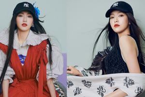 唐嫣戴棒球帽穿复古束腰长裙气质出众