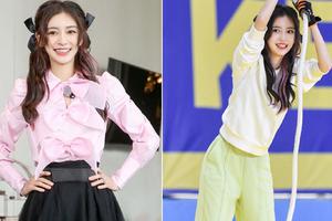 Angelababy粉色挂耳染发型俏皮