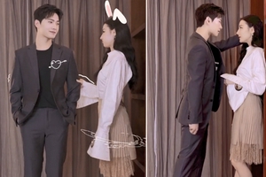 杨洋迪丽热巴霸总壁咚花式比心互动高甜