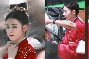 迪丽热巴《安乐传》路透 红衣古装明艳动人