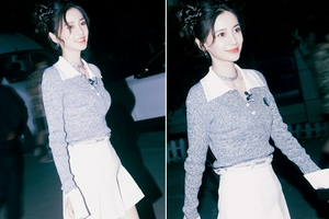 Angelababy双马尾盘发显青春靓丽