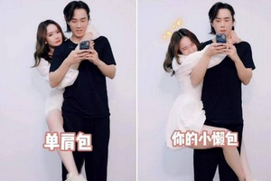 戚薇花式挂在李承铉身上大秀恩爱