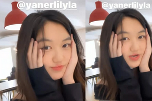 李嫣与友聚餐捧脸自信微笑染黑发气质好