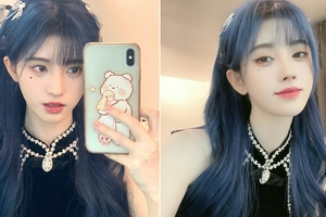 鞠婧祎蓝发似精灵肤白貌美迷人