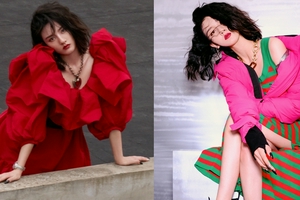 宋祖儿天台色彩大片红唇卷发演绎冬日时尚