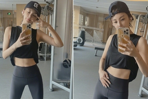 张雨绮晒健身照 撩背心秀蛮腰尽显好身材