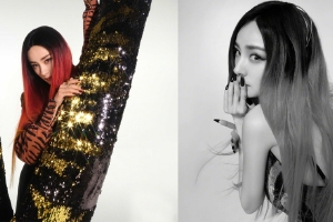 杨幂黑金长裙前卫摩登发色明艳