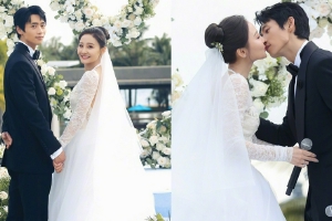 魏晨晒九宫格婚礼现场照与妻子深情拥吻