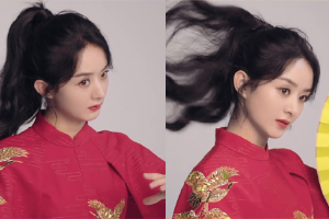 赵丽颖红衣舞黄扇喜气盈盈