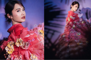 杨丞琳蓬蓬袖长裙 柔美优雅春日气息浓