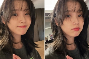 IU剪新发型晒自拍 淡妆出镜露雀斑可爱