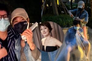 马伊琍小区为邻居理发被赞技术高超