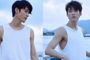 龚俊穿白色无袖T恤手臂肌肉线条优越