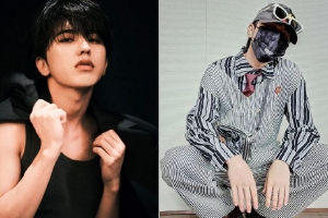 蔡徐坤穿条纹套装摆造型酷帅十足