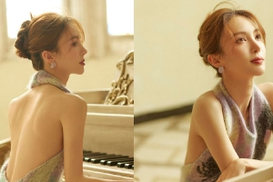 金晨穿露背裙秀美背 头发轻挽温婉优雅