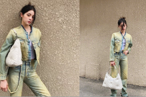 欧阳娜娜晒星期六OOTD 破旧牛仔甜酷风