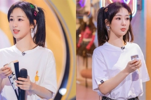 杨紫录制综艺再现双马尾造型
