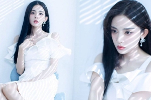 娜扎白色露肩裙清纯可人