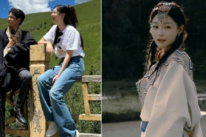 沈梦辰穿藏服与丁真同框合影尽显异域风情