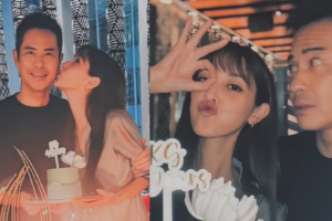 好甜！陈凯琳亲吻郑嘉颖庆祝结婚四周年