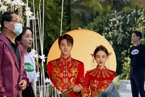 张檬金恩圣婚礼现场彩排照 甜蜜美满