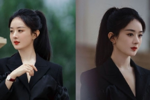 赵丽颖高马尾造型写真飒气十足