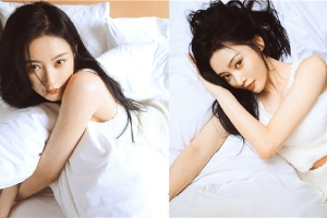 张天爱裹被卧床拍片眼神又欲又纯