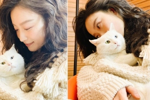 倪妮怀抱猫咪眼神温柔气质慵懒