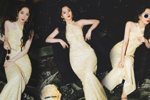 赵丽颖化身摩登女郎 穿挂脖碎花长裙清新又性感