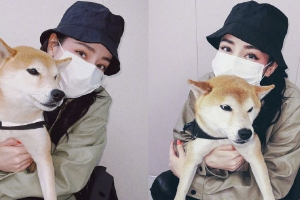 迪丽热巴晒与狗狗贴贴合照笑眼弯弯