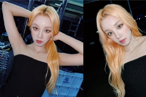 宋雨琦金发小黑裙造型超迷人