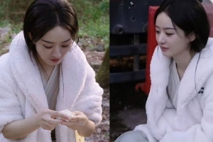 赵丽颖剧组包饺子 心灵手巧人美气质佳