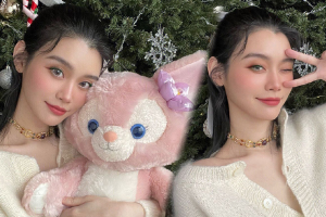 奚梦瑶分享绿色圣诞眼影妆容