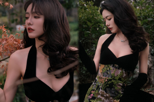 蔡文静穿鱼尾裙秀好身材气质优雅