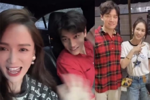 陈乔恩和老公在马来西亚看舞狮