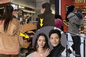 向佐郭碧婷带小儿子外出
