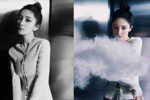 杨幂丸子头搭烟熏妆摩登十足